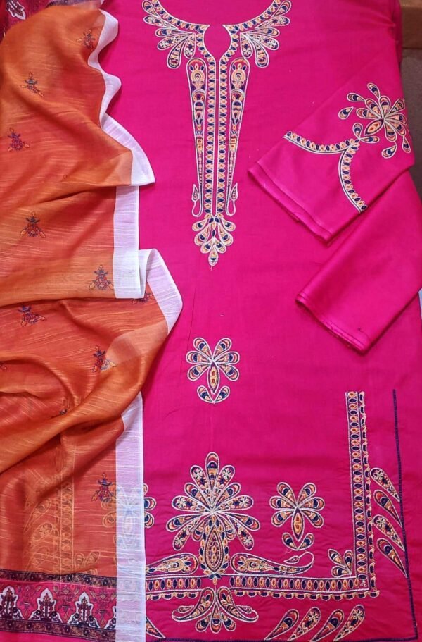 3pcs women's unstiched embroidered suit - Image 6