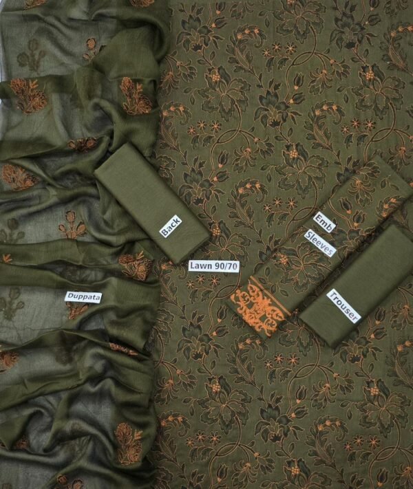 Stunning 3pcs unstiched embroidered suit - Image 2