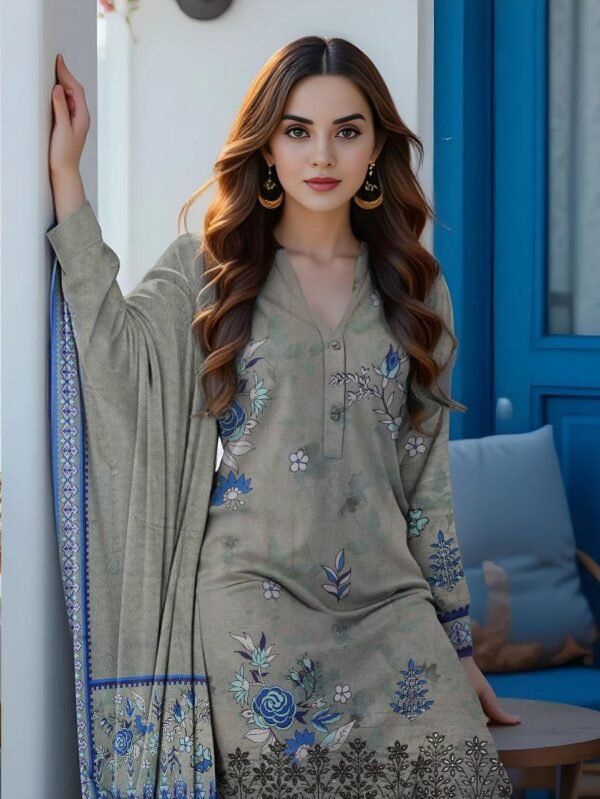 3pcs unstiched embroidered suit - Image 2