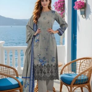 3pcs unstiched embroidered suit