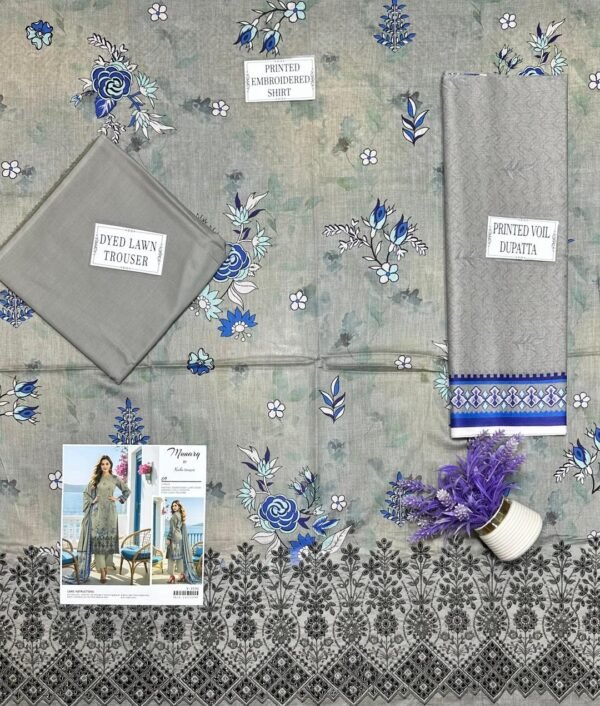 3pcs unstiched embroidered suit - Image 4