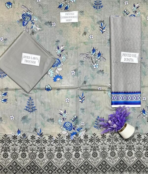 3pcs unstiched embroidered suit - Image 5