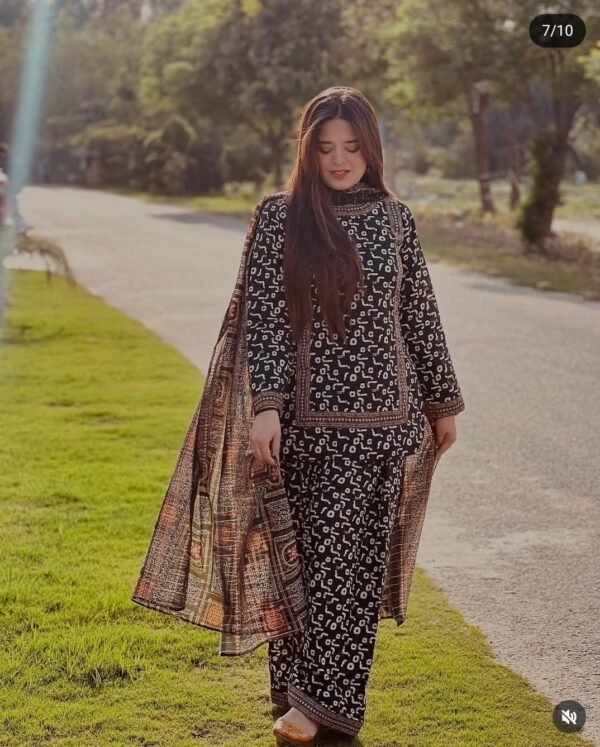 Digital printed 3pcs unstiched suit