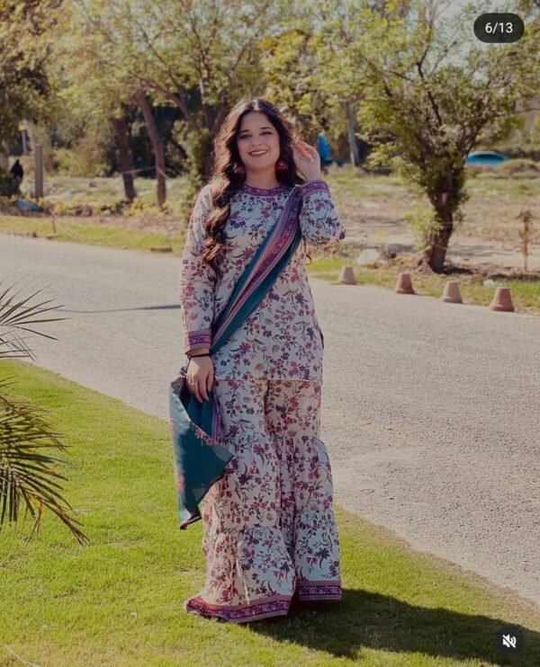 Digital print 3pcs unstiched suit