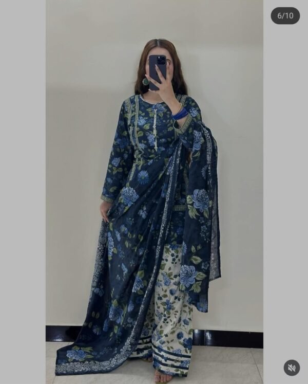 3pcs digital print unstiched suit