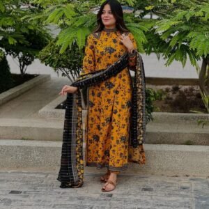 3pcs digital print unstiched suit