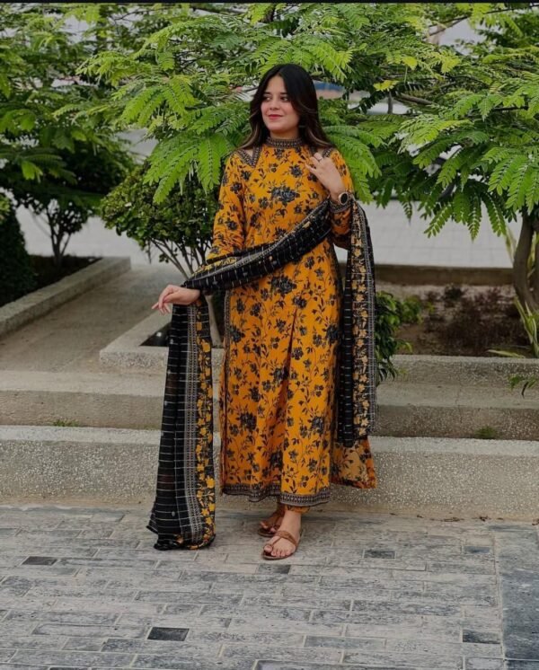 3pcs digital print unstiched suit