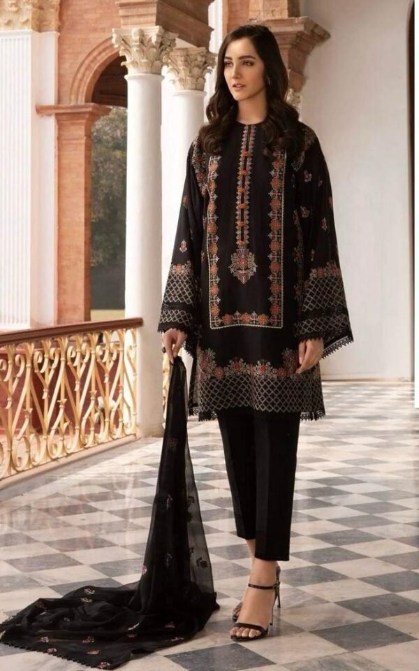 Luxury digital print 3pcs unstiched suit - Image 3
