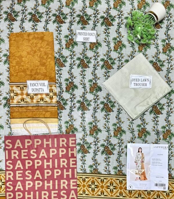 Printed unstiched 3pcs suit - Image 3