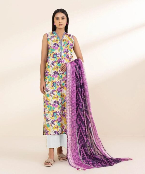 Exquisite 3pcs unstiched printed suit