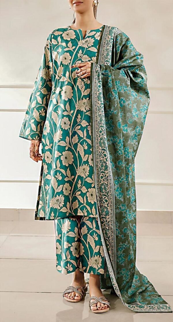 Elegant 3pcs unstiched print suit - Image 4