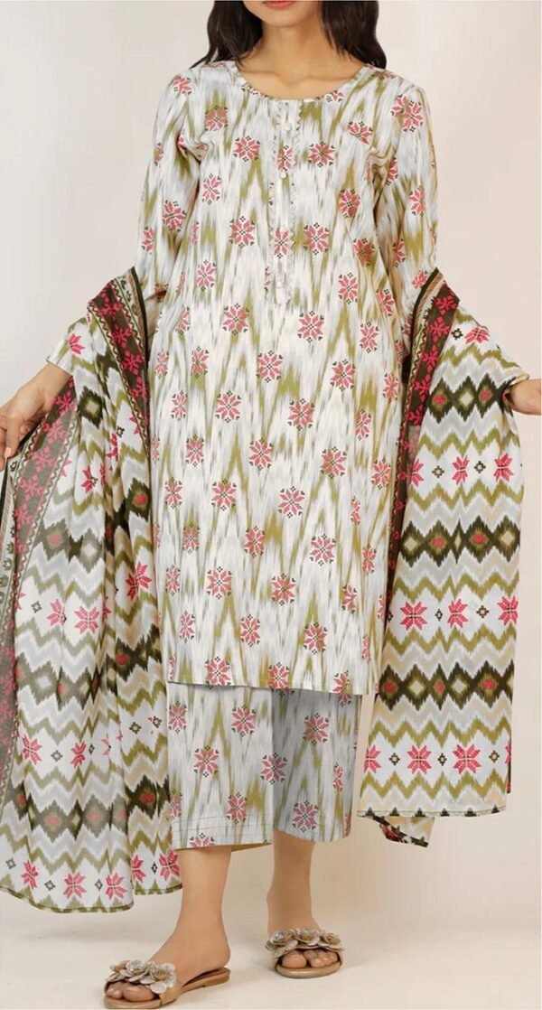 Stylish 3pcs unstiched printed suit - Image 4