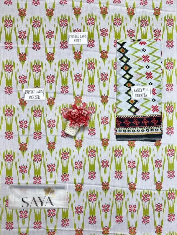 Stylish 3pcs unstiched printed suit - Image 3