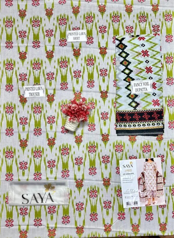 Stylish 3pcs unstiched printed suit - Image 2