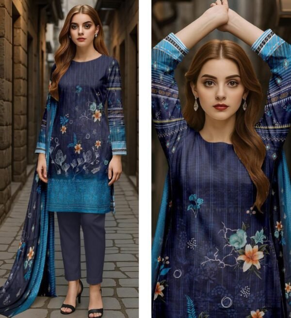 Luxury 3pcs embroidered unstiched suit