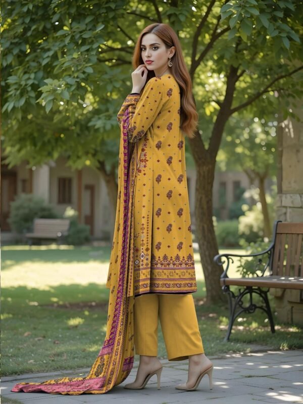 Women's 3 pcs unstiched printed suit - Image 3
