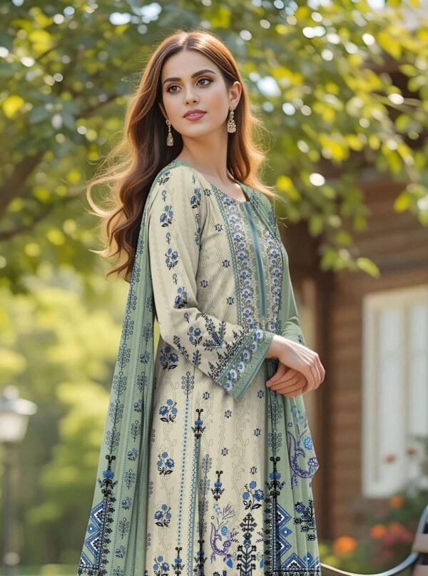 3 pcs unstiched printed suit - Image 5