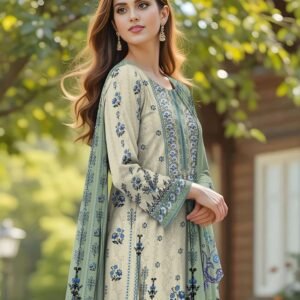 3 pcs unstiched printed suit