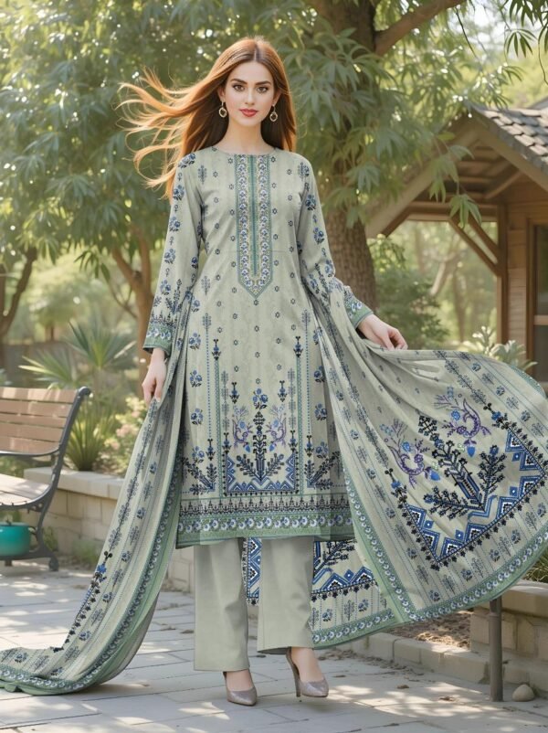 3 pcs unstiched printed suit - Image 2