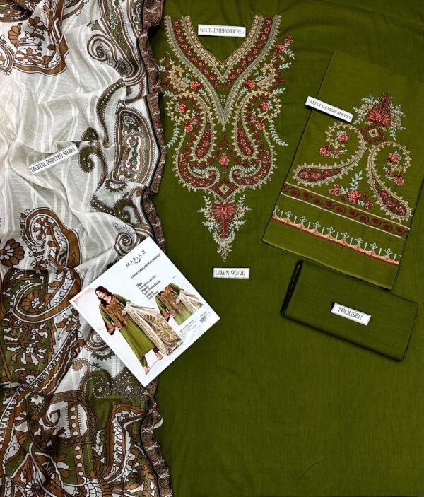 3 pcs embroidered suit - Image 4