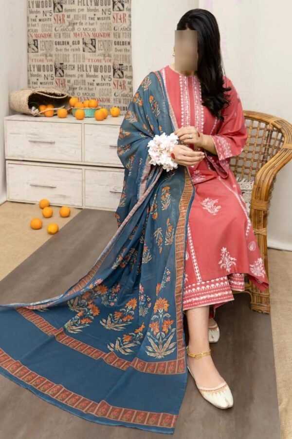3 piece embroidered unstiched suit - Image 4