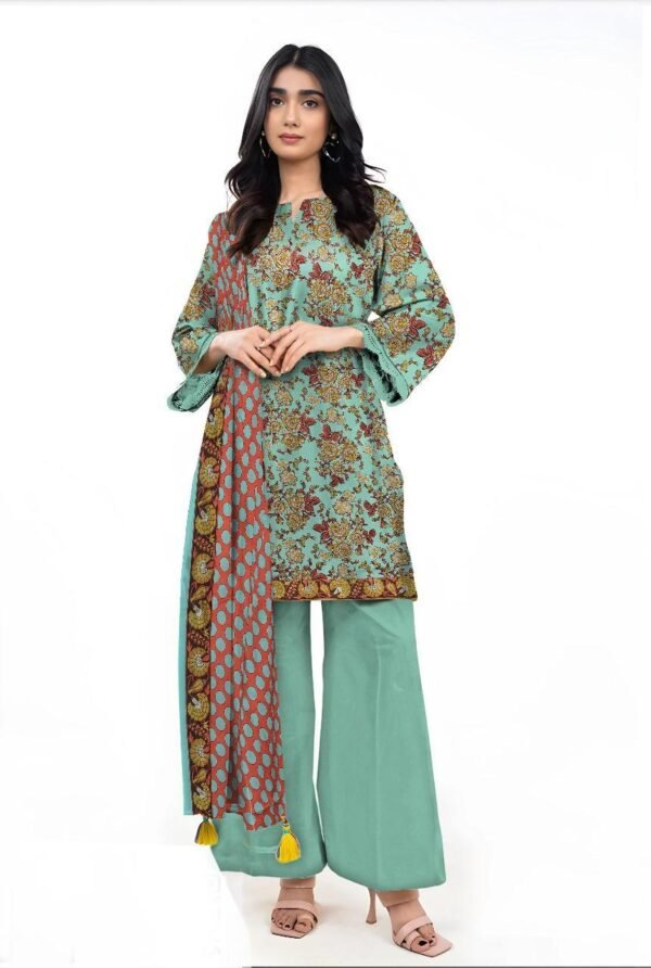 3 pcs unstiched printed suit - Image 3