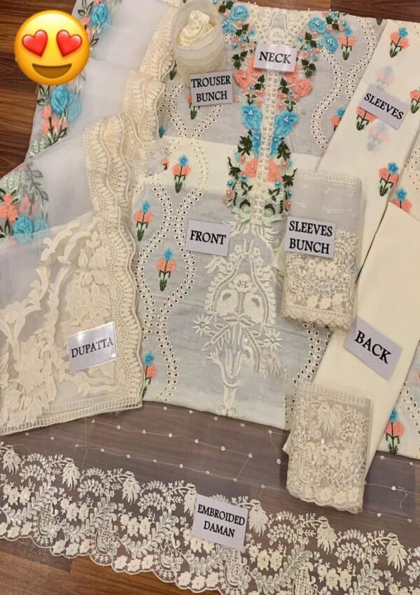 Luxurious 3 piece unstiched embroidered suit - Image 4