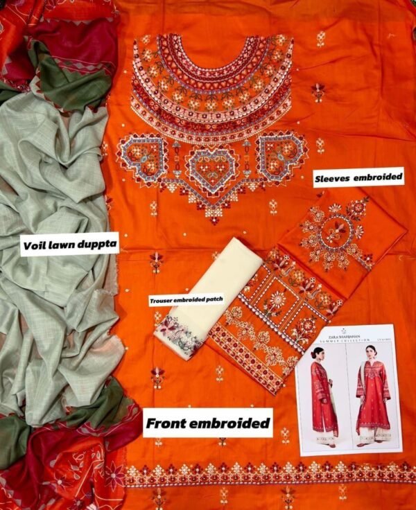Exquisite unstiched embroidered 3pcs - Image 3