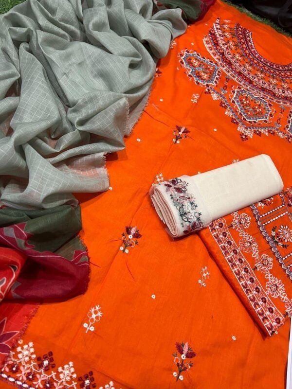 Exquisite unstiched embroidered 3pcs - Image 5