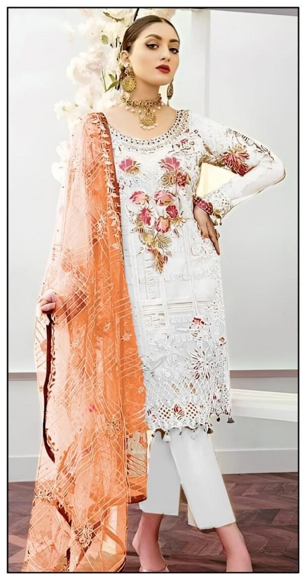 Stylish 3pcs embroidered unstiched suit - Image 3