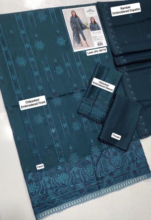 Stunning chikankari 3pcs unstiched embroidered suit - Image 2