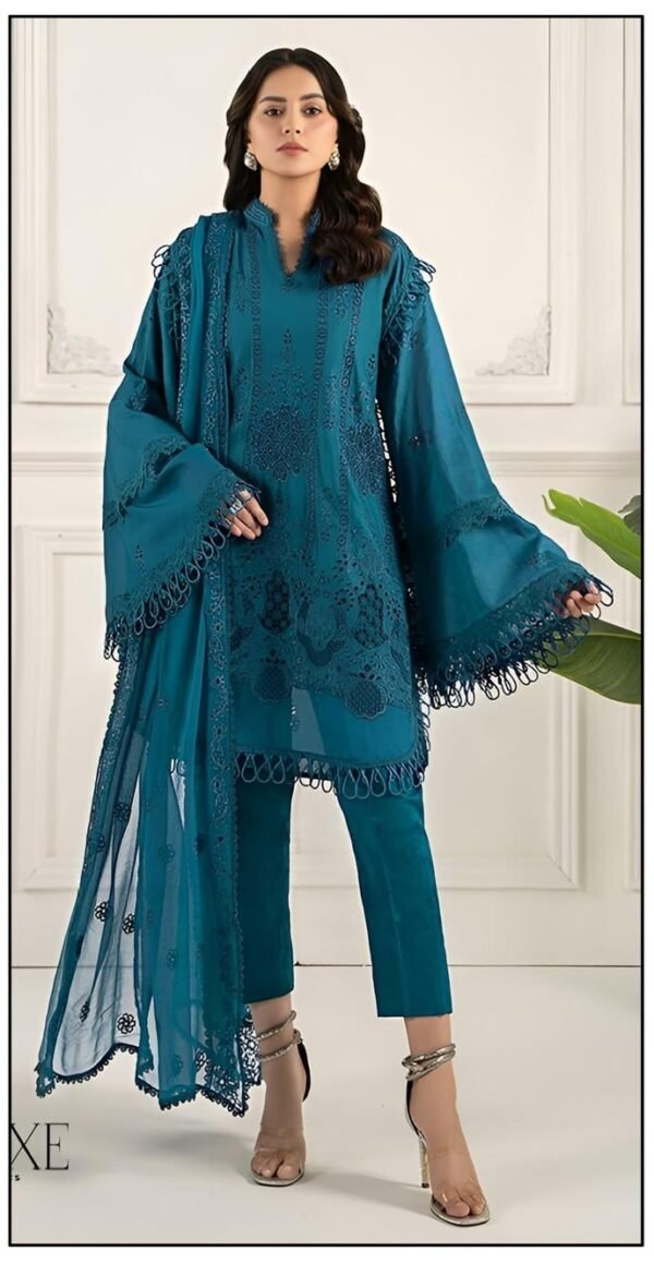 Stunning chikankari 3pcs unstiched embroidered suit - Image 3