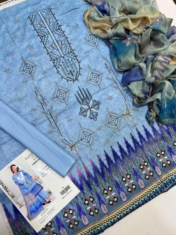 Stylish 3pcs printed unstiched suit - Image 2