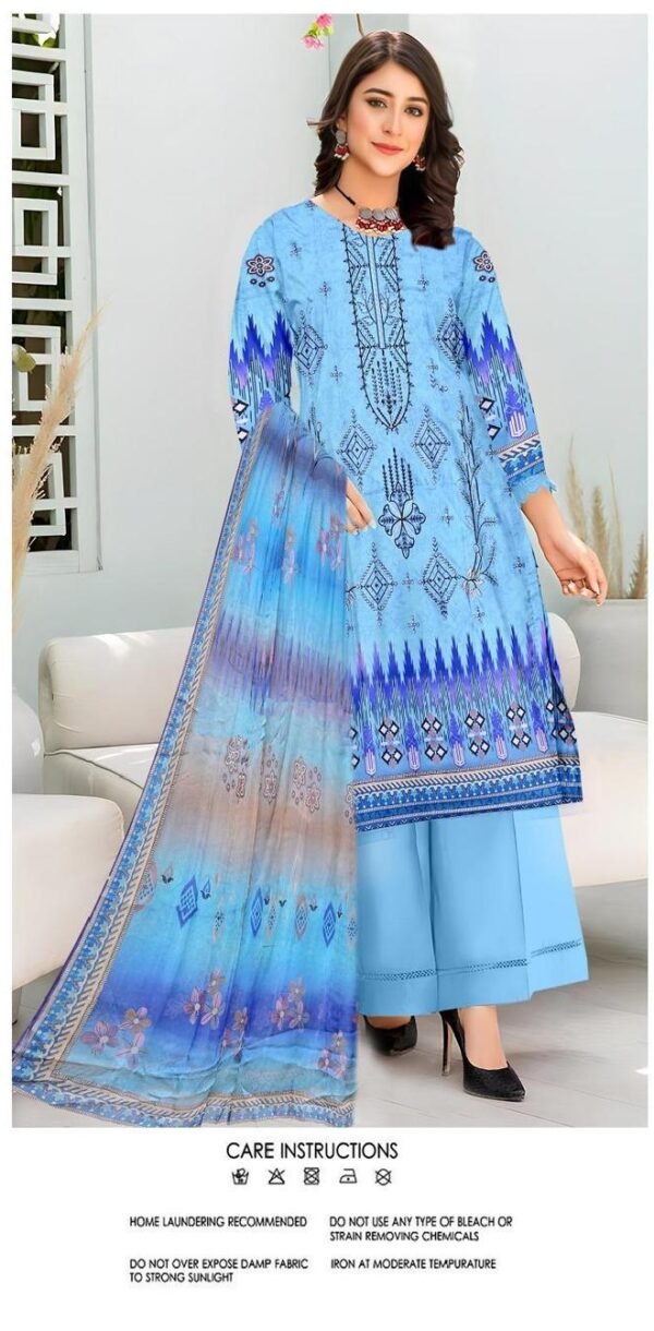 Stylish 3pcs printed unstiched suit - Image 3