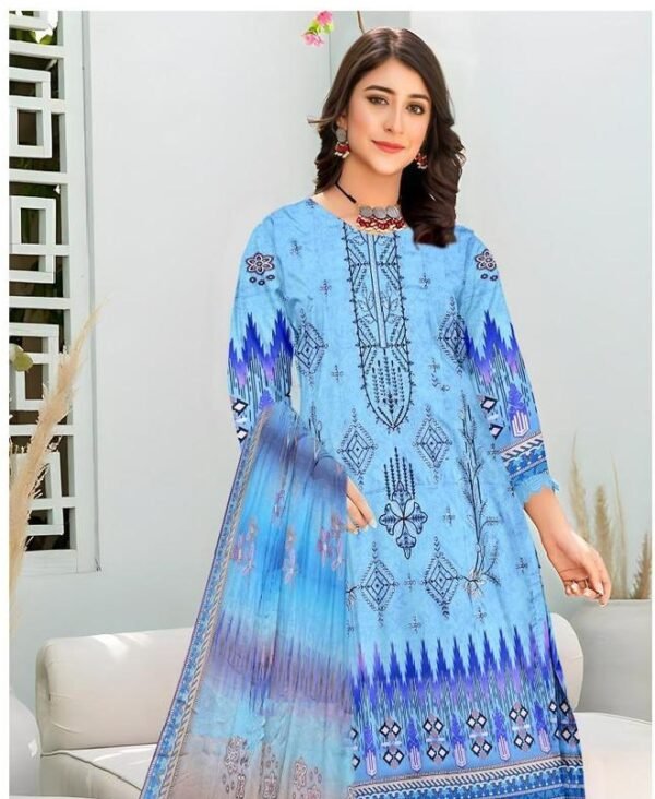 Stylish 3pcs printed unstiched suit