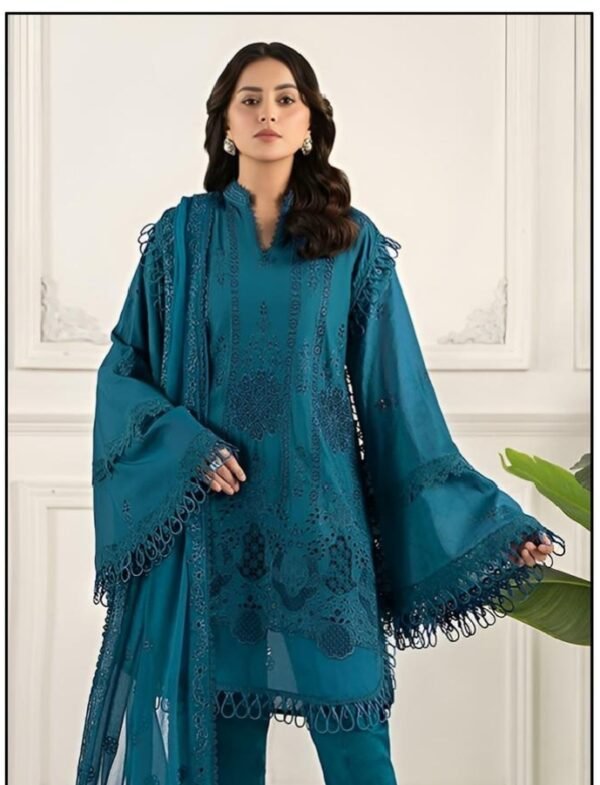Stunning chikankari 3pcs unstiched embroidered suit