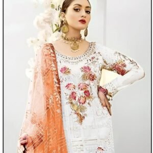 Stylish 3pcs embroidered unstiched suit