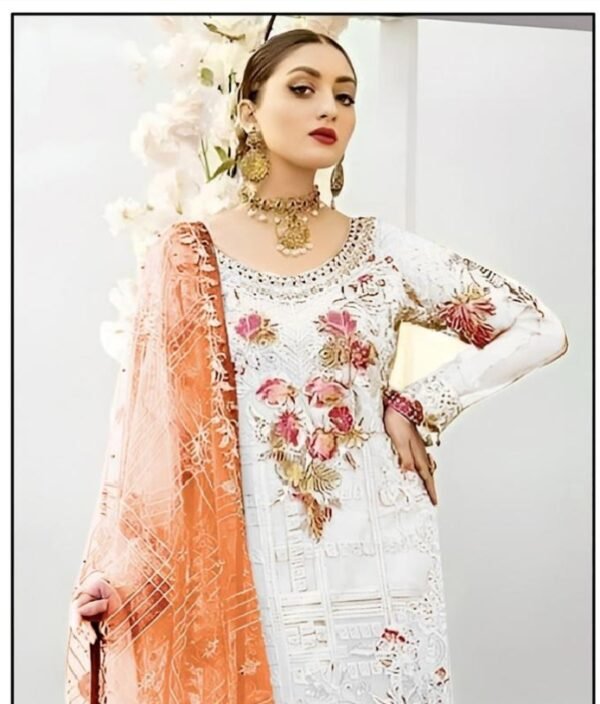 Stylish 3pcs embroidered unstiched suit