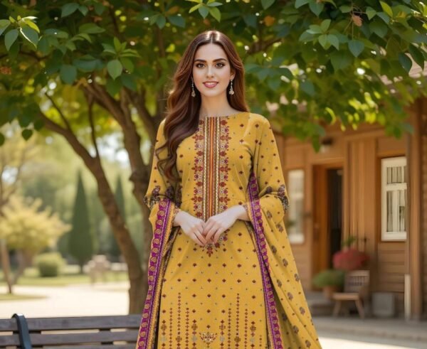 Women's 3 pcs unstiched printed suit
