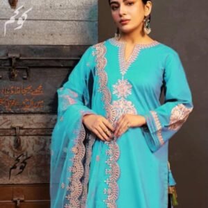 Elegant 3pcs unstiched embroidered suit