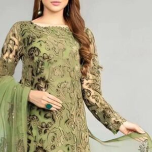 Stunning 3pcs unstiched embroidered suit