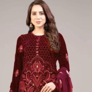 Elegant 3pcs unstiched embroidered suit