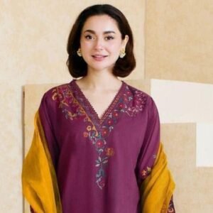 Stunning 3pcs unstiched embroidered suit