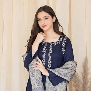 Stylish 3pcs unstiched embroidered suit