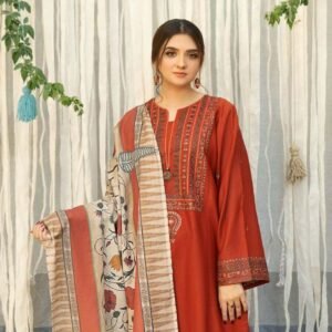 Elegant 3pcs unstiched embroidered suit