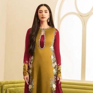 Luxury silk 3pcs unstiched embroidered suit
