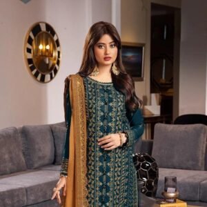 3pcs women's unstiched embroidered suit