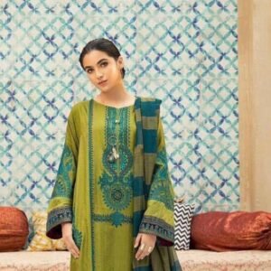 3pcs unstiched women's embroidered suit