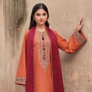 Woman lawn unstiched embroidered suit
