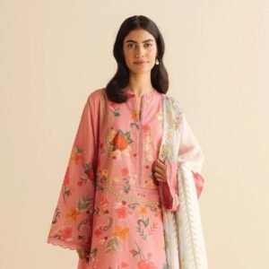 3 pcs woman unstiched printed suit